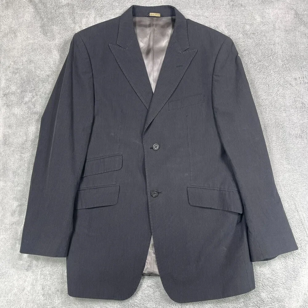 Banana Republic Blazer Jacket Mens 44R Black Pinstripe Business Single Breasted